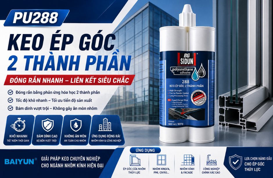 Keo Ép Góc PU288 – Giải Pháp Tăng Độ Bền Cho Cửa Nhôm Hiện Đại